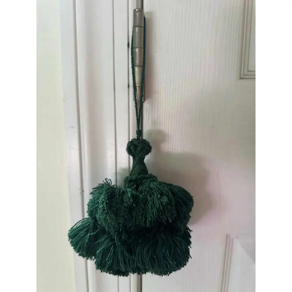 French Tassel Furniture Key Fob emerald Green Cotton *Shabby Chic Vintage